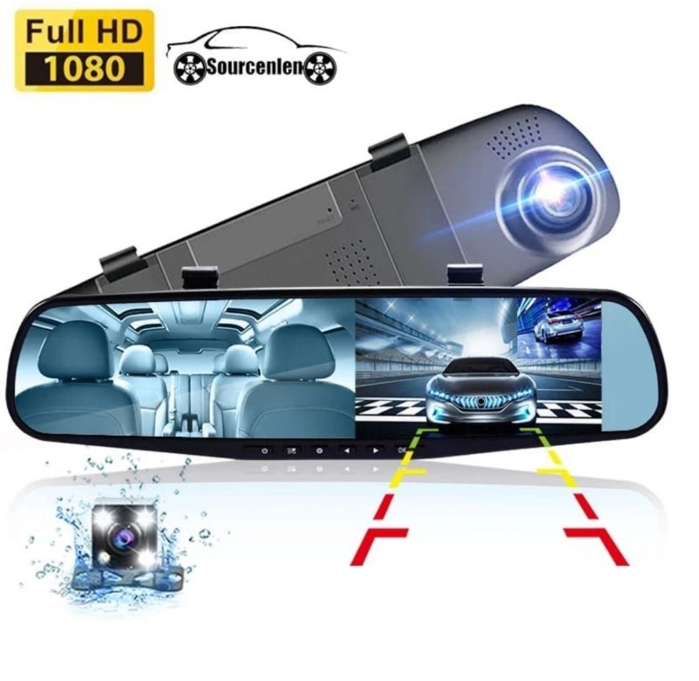 شاشة كيمرا داش کام تسجيل للسيارة بشكل مرايا لمراجعة المحفوظ - تدعم التصوير الليلي