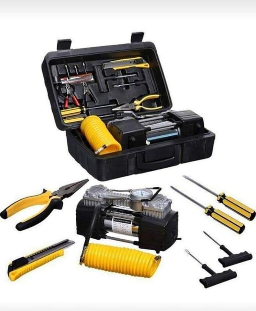 شنطه بنشر ب معبي هواء 2 بستون ابو جمل الأصلي ومفكات ودساميس للطوارى وشاشة قياس