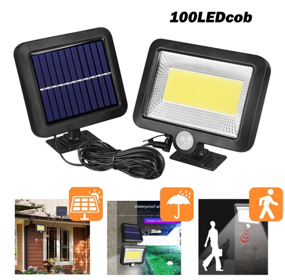 كشاف يشحن بالشمس ذكي بحساس حركة ولوح منفصل للحوش والفلل ليد بلوح20W منفصل هم وريمونت