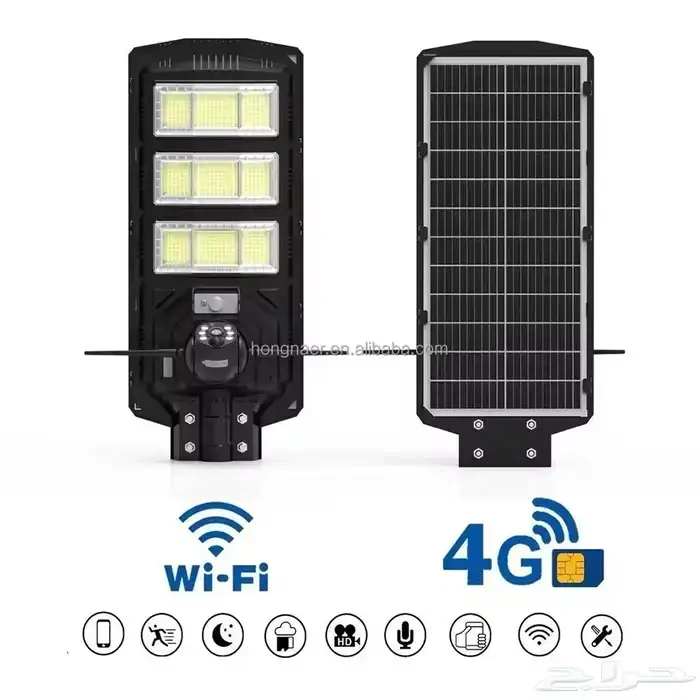 کشاف + كاميرا مراقبة بلوح بدون اسلاك تشحن من الشمس ومستشعر حركة وتحكم بالجوال