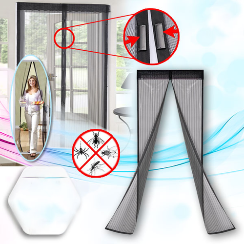 الستارة المغناطيس شبك لمنع  الحشرات - من البوليستر عالي الكثافة والمتانة  ستائر ابواب شبك مغناطيس لتنغلق من نفسها