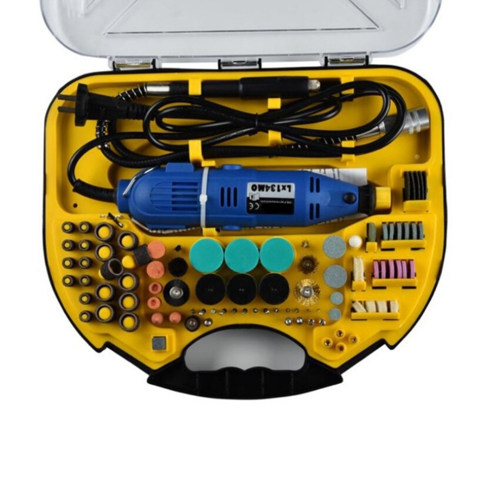 حقيبه جهاز نحت و سنفرة وثقب متعدد الاستخدام 211 قطعة 260 وات - 6 سرعات