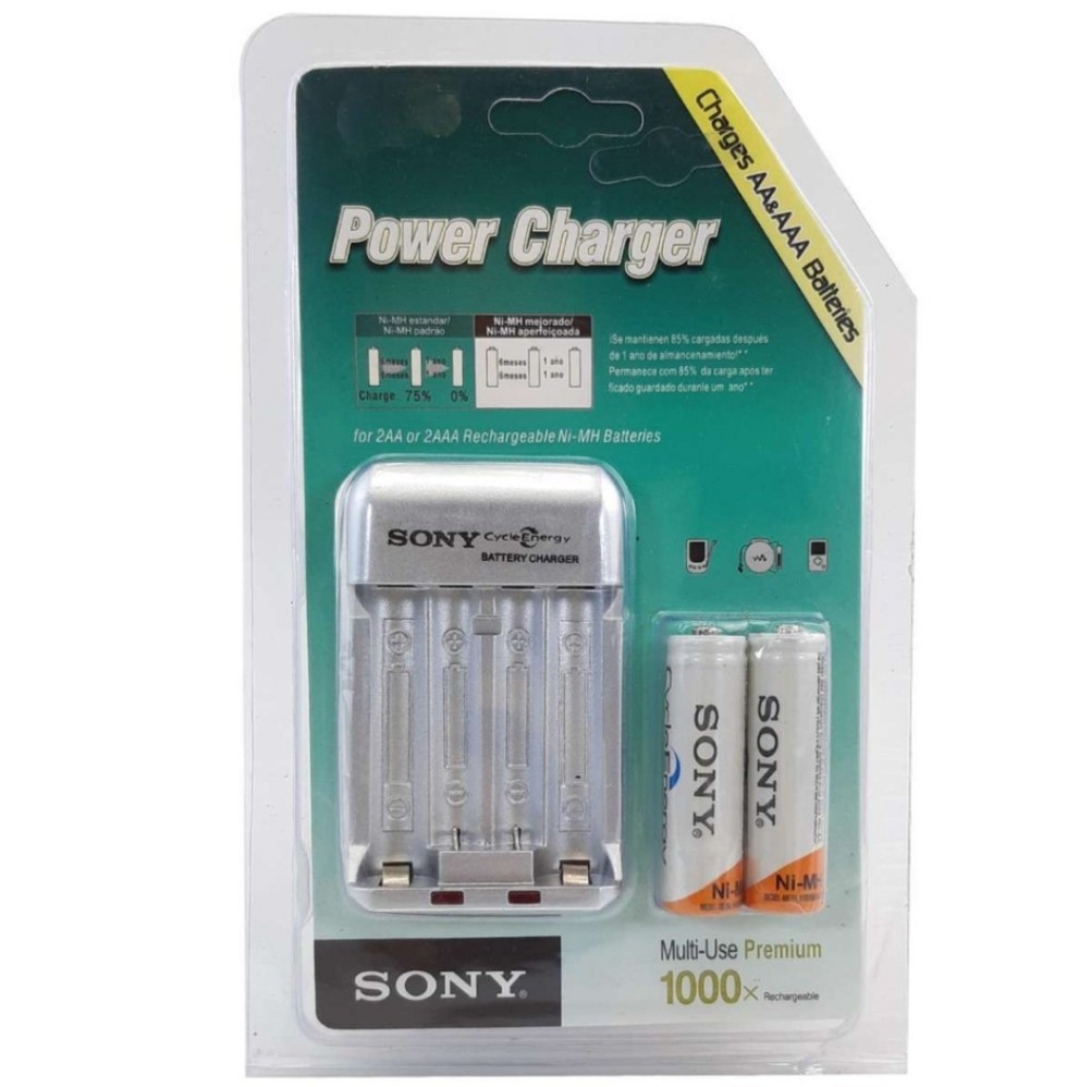 بطاريات قابلة لشحن من SONY - بقاعدة لشحنها من الكهرباء... وعمر استخدام اطول ب 10 مرات