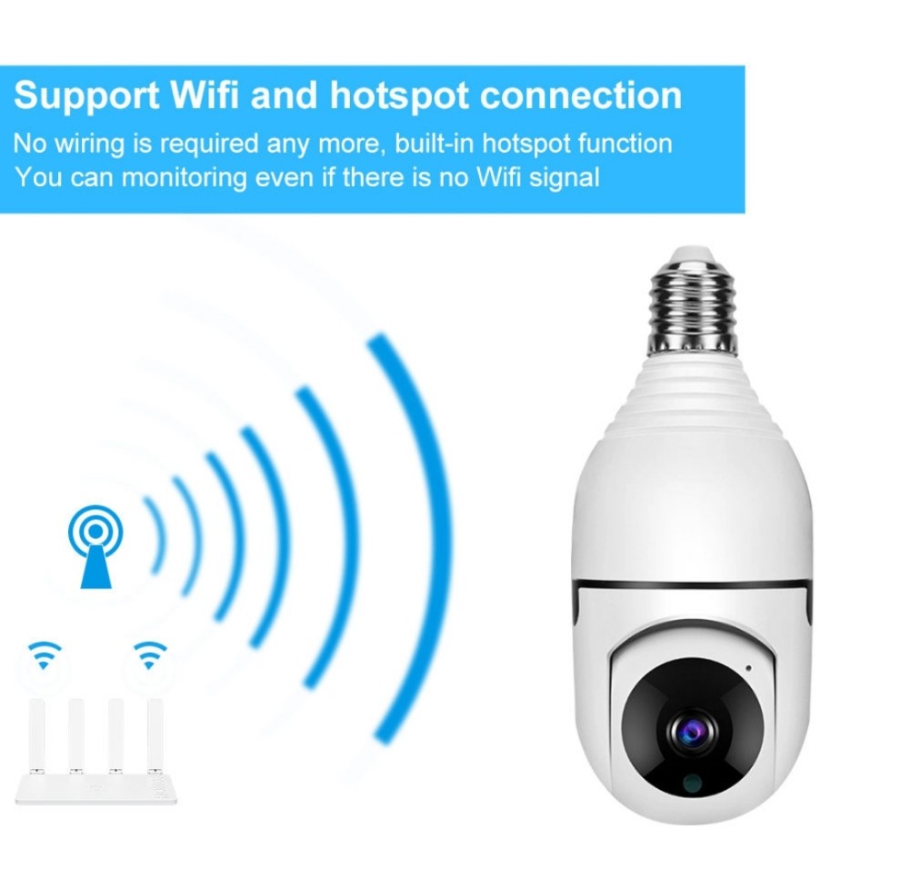 احدث كيمرا مراقبة شكل لمبه ذاكرة وتحكم بالجوال صوت صوره ضد الماء /بكشاف حساس حركه