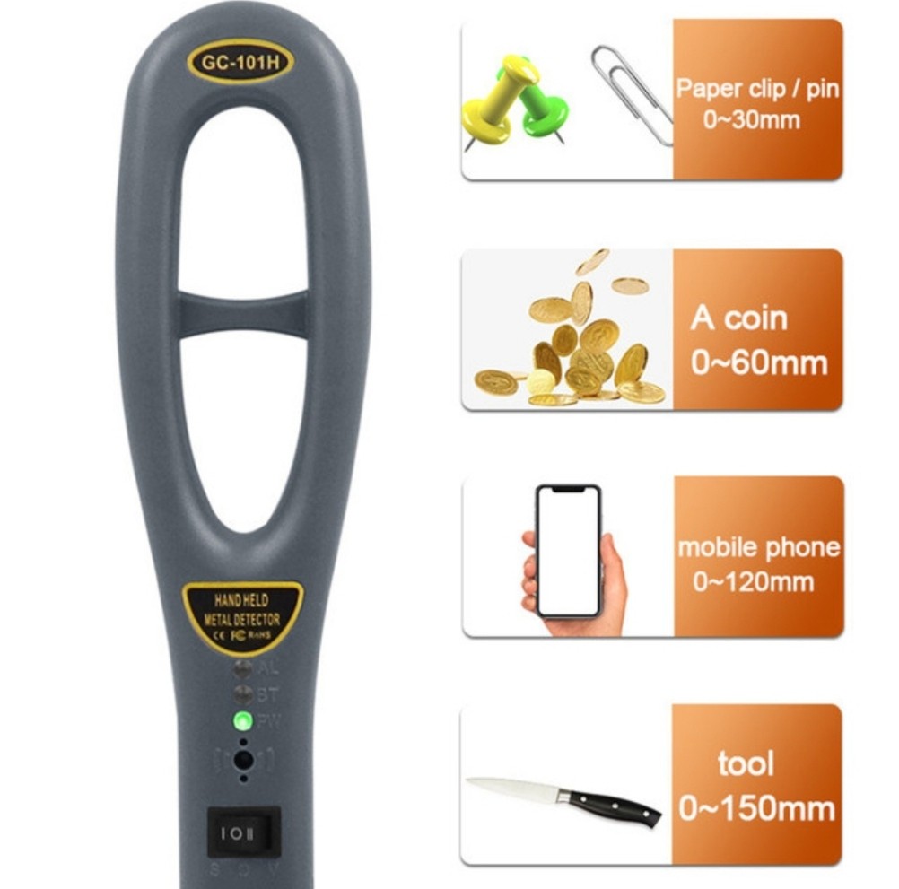 جهاز تفتيش وكشف المعادن والهواتف الامني - قابل للشحن مع امكانيه استخدامه في اي مكان