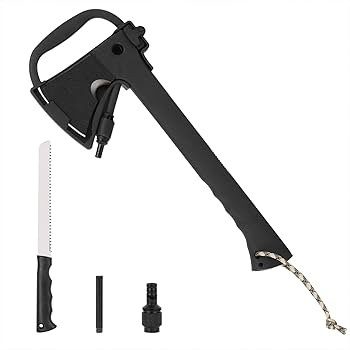 فأس وسكين حاد مخفي للرحلات متعدد الاستخدام مطلي كربون بصلابة قوية + حامل للحماية