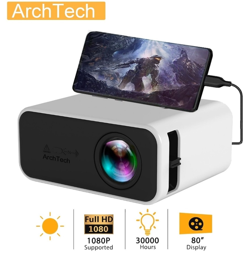 بروجكتر يدعم عرض الجوال WiFi - لمشاهدة الافلام بالجدار ويشتغل بخازن الجوال